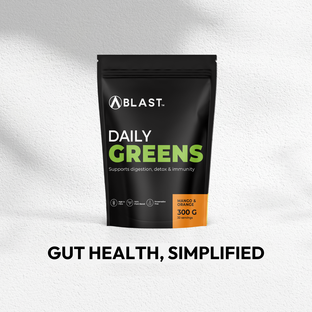 Black package of 'Daily Greens' by BLAST on a white background