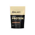 Blast Protein powder package with plant-based branding on a white background