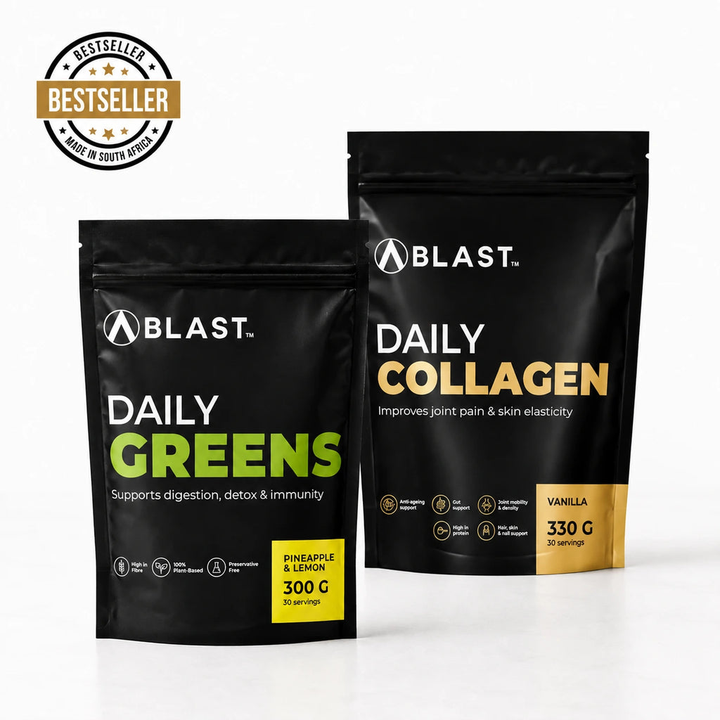 Glow Stack Greens & Collagen powder. Blast Vitality Bestseller