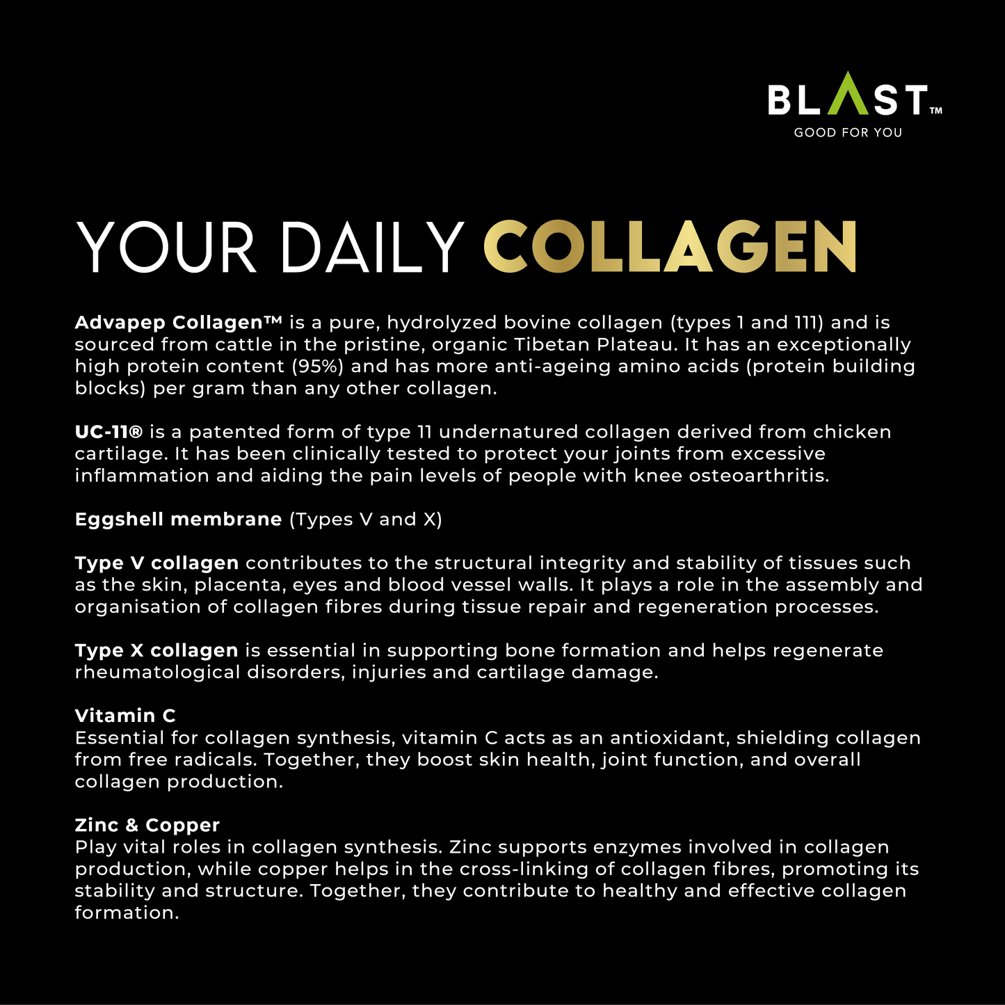 Marketing infographic about daily collagen supplements and their benefits.